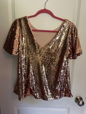 Rose gold sequin top